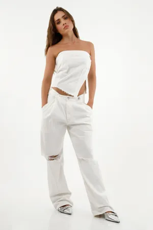 Jean crudo Wide Leg para mujer