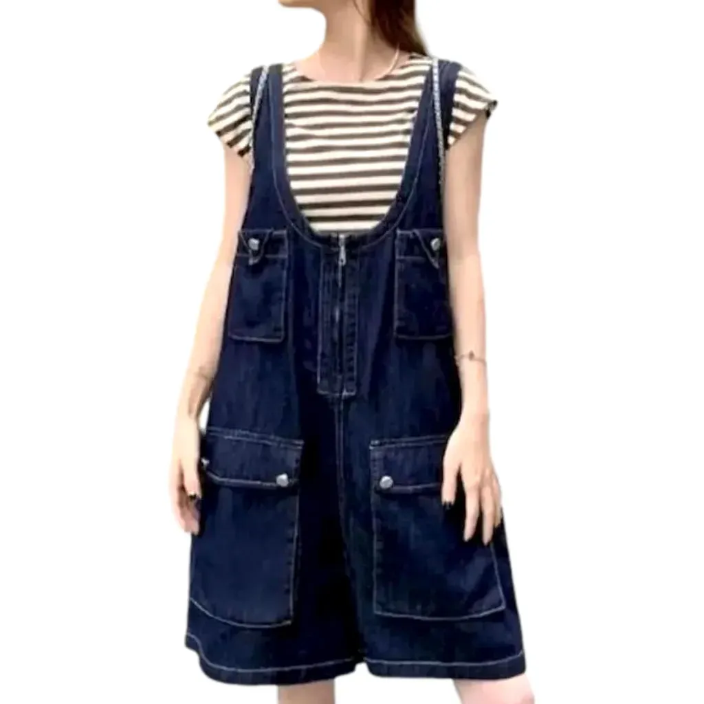 Jean overall shorts for women