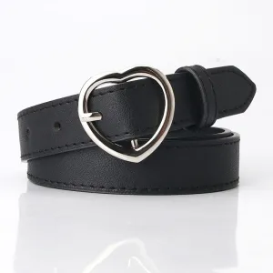 Jeans Decorative Band Girls' Clothing Matching Belt Heart-Shaped Alloy Pin Buckle