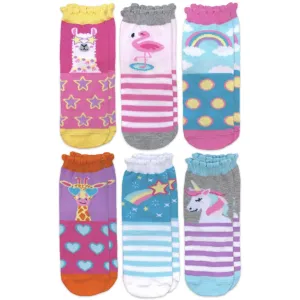 Jefferies Unicorn, Llama, Giraffe, Flamingo Pattern Crew Socks (6 Pair Pack)