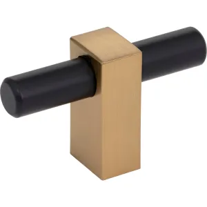 Jeffrey Alexander 478T Larkin 2 2-3/8" Overall Length Matte Black with Satin Bronze Larkin "T" Knob