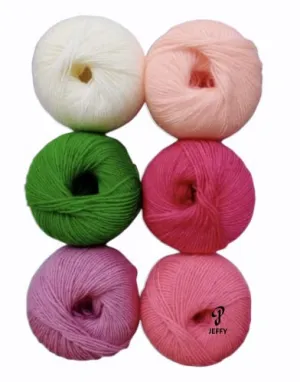 JEFFY Baby Soft Combo (150 Gram/6 pcs) one Ball 25 Gram 4 ply Wool Ball Hand Knitting Wool/Art Craft Soft Fingering Crochet Hook Yarn, Needle Knitting Yarn Thread .2