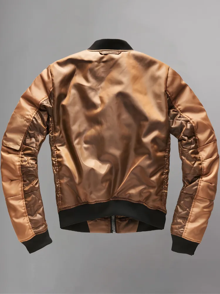 Jemma Simmons Agents Of Shield Brown Satin Quilted Bomber Jacket