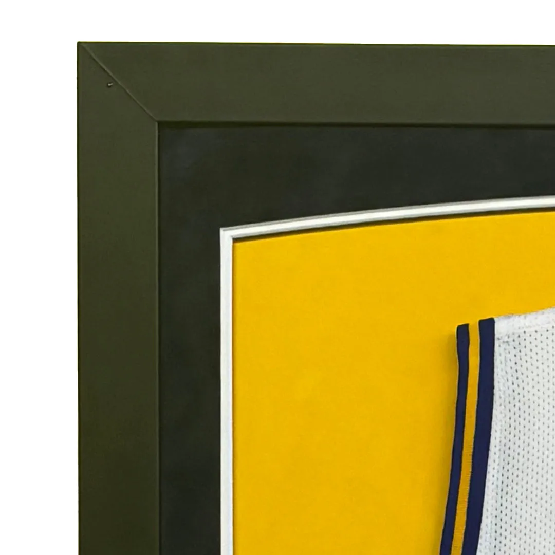 Jerry West Signed White Custom Suede Matte Framed Basketball Jersey