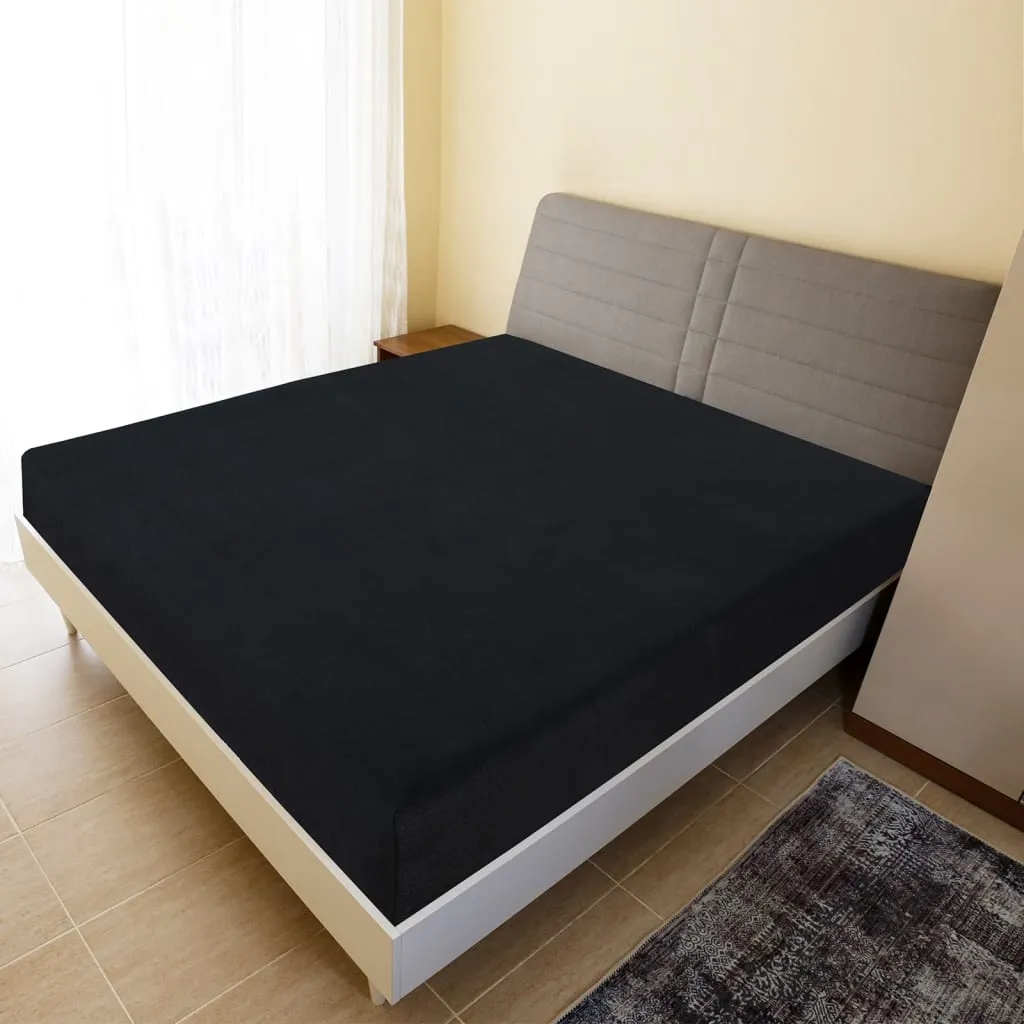 Jersey Fitted Sheet Black 90x200 cm Cotton