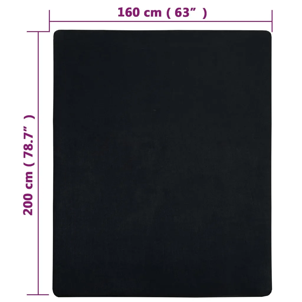 Jersey Fitted Sheets 2 pcs Black 160x200 cm Cotton