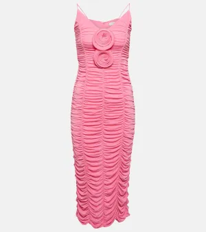 Jersey midi dress with floral applique MAGDA BUTRYM, pink