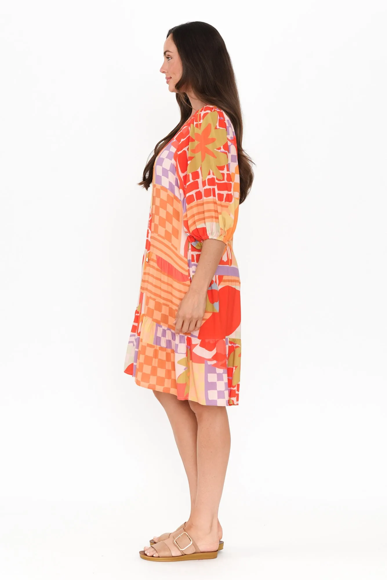 Jesma Red Geo Tie Dress