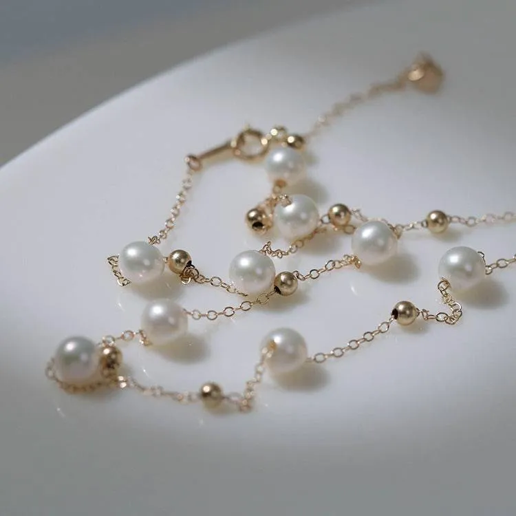 Jessica Pearl Necklace and Bracelet Set in Gold Vermeil or Silver