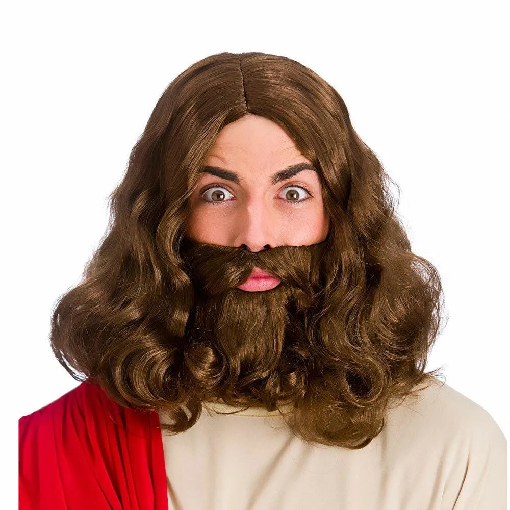 Jesus Bible Religion Christ Wig Beard Set Fancy Dress