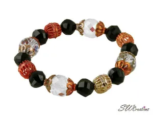 Jet and Crystal Copper Glass Beaded Bracelets