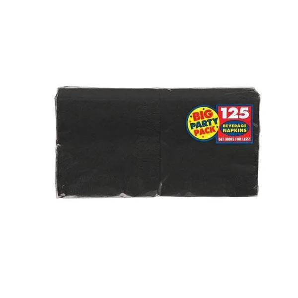 Jet Black Big Party Pack Beverage Napkins