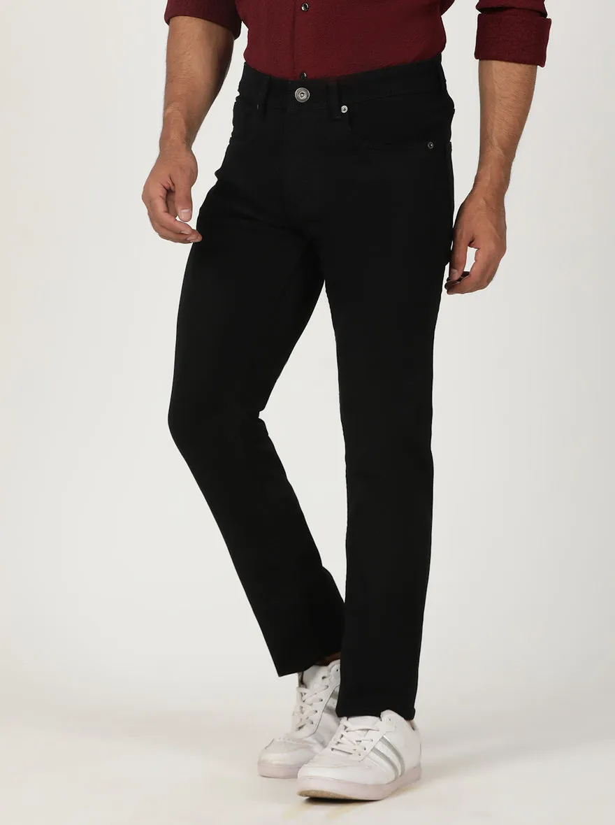 Jet Black Dobby Slim Fit Jeans | Greenfibre