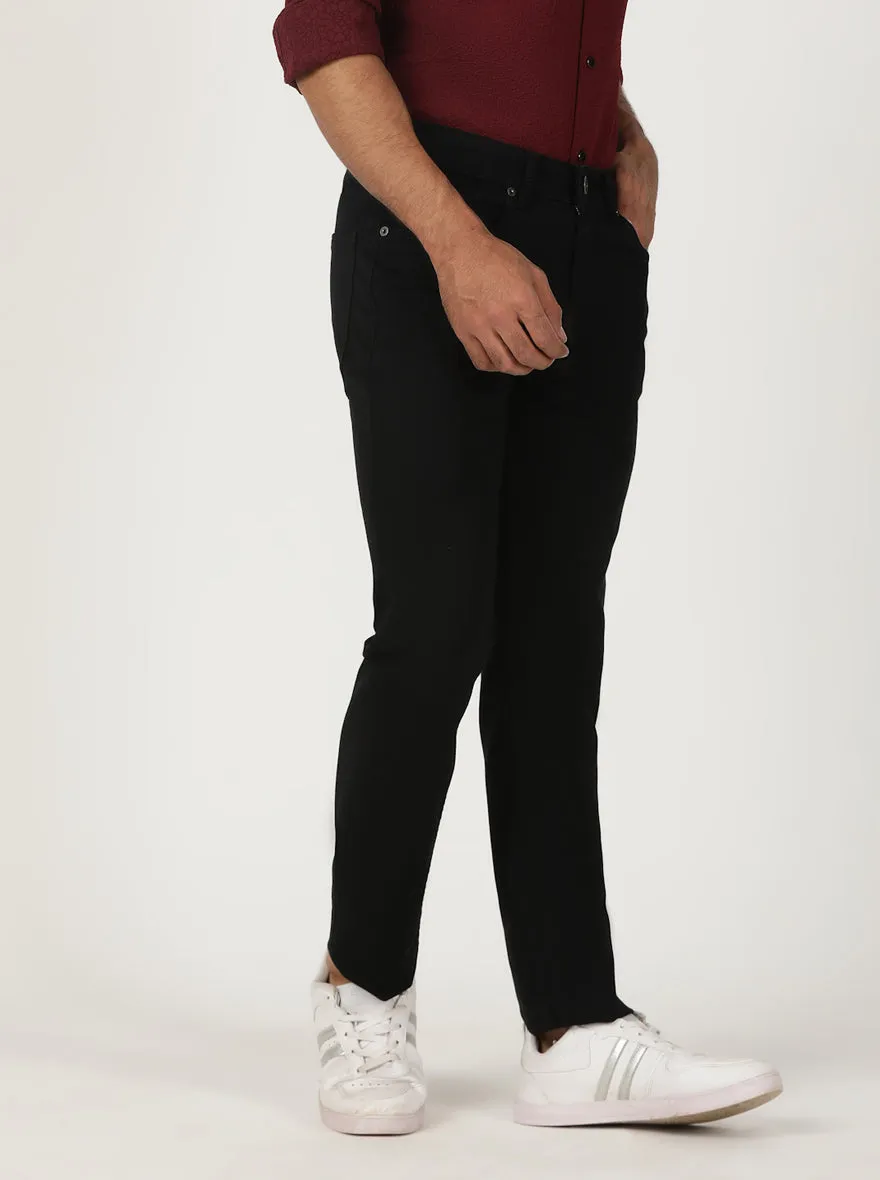 Jet Black Dobby Slim Fit Jeans | Greenfibre