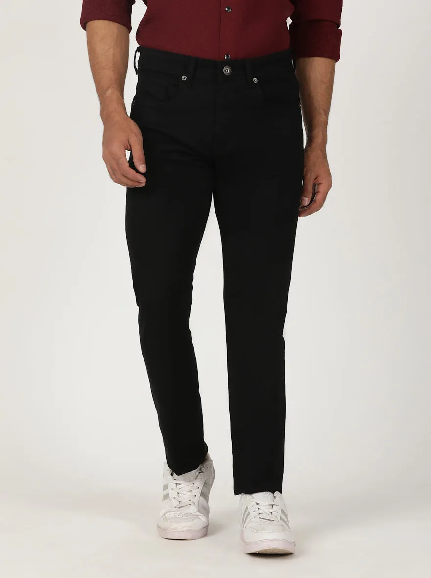 Jet Black Dobby Slim Fit Jeans | Greenfibre