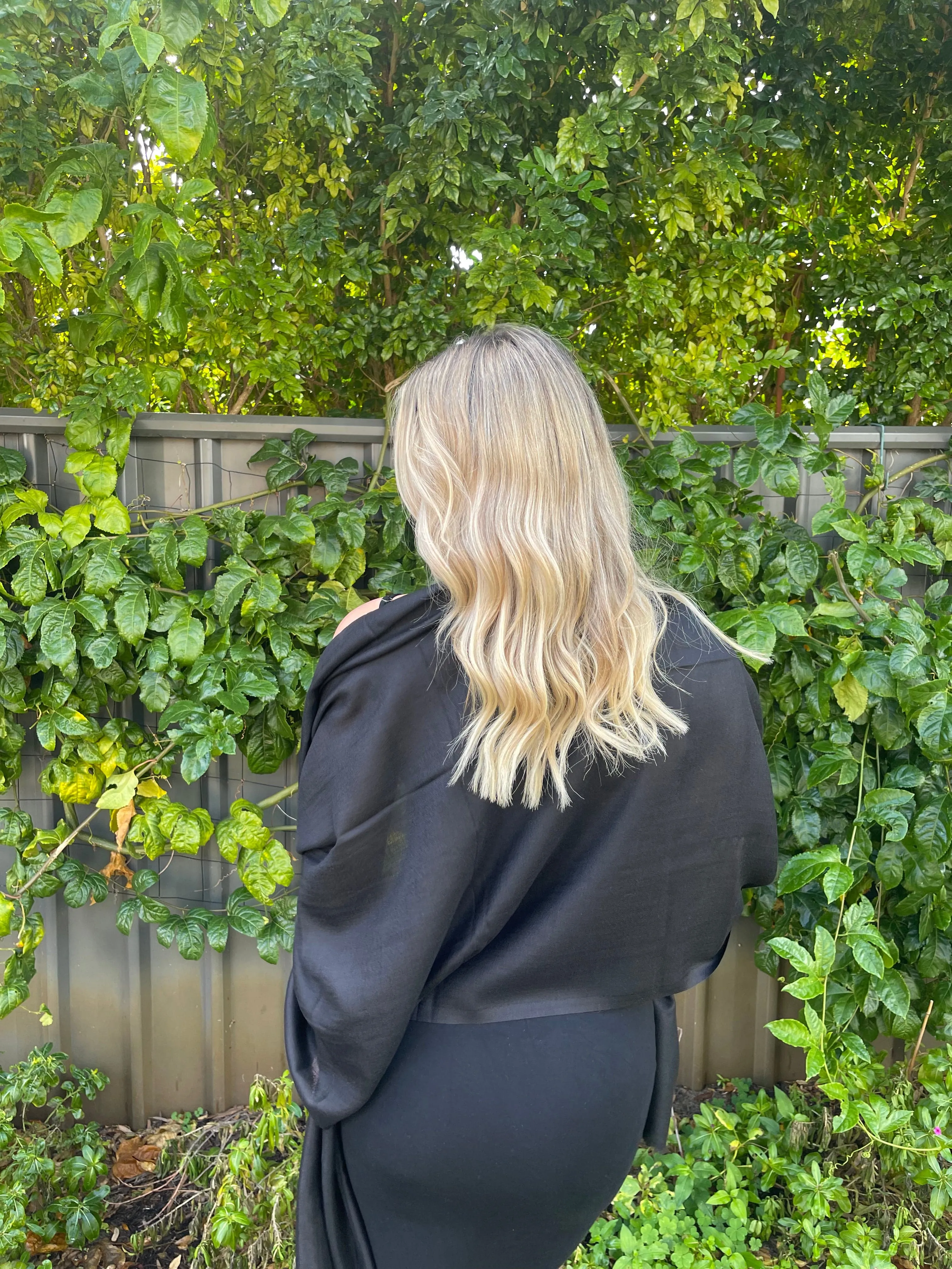 Jet Black Luxury Stole - Pure Cashmere Premium