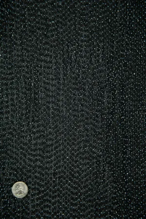 Jet Black Sequins & Beads on Silk Chiffon Fabric