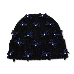 JET BOW EMBELLISHED BEANIE