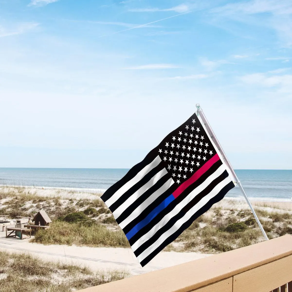 Jetlifee 3x5 Ft Embroidery Thin Blue Line Thin Red Line Flag