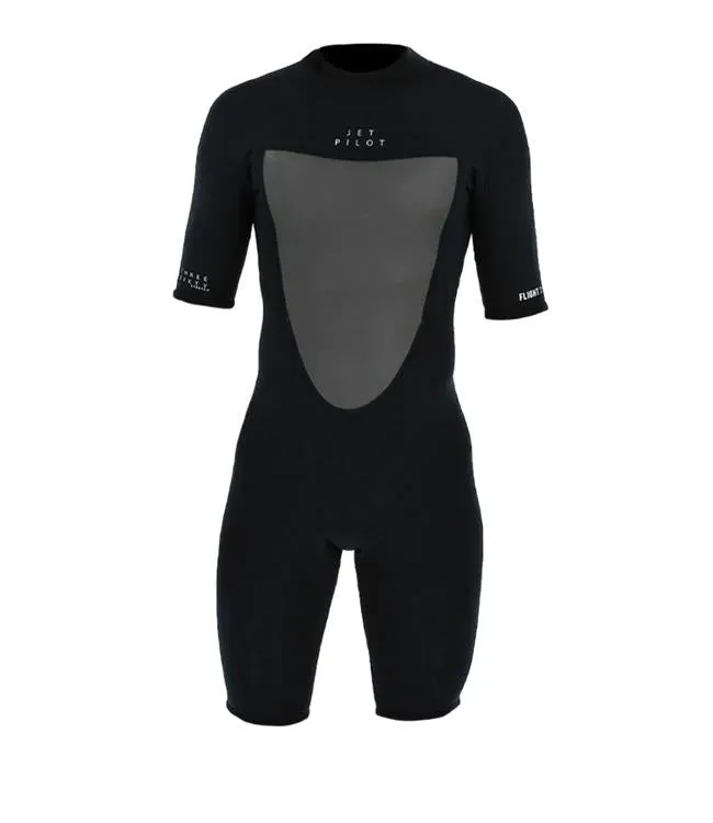 Jetpilot Flight Back Zip Short Sleeve 2/2mm Springsuit (2025) - Black