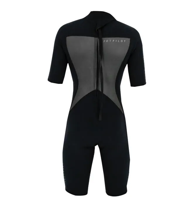 Jetpilot Flight Back Zip Short Sleeve 2/2mm Springsuit (2025) - Black