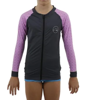 Jetpilot Prime Girls Long Sleeve Rashie (2019) - Black/Pink