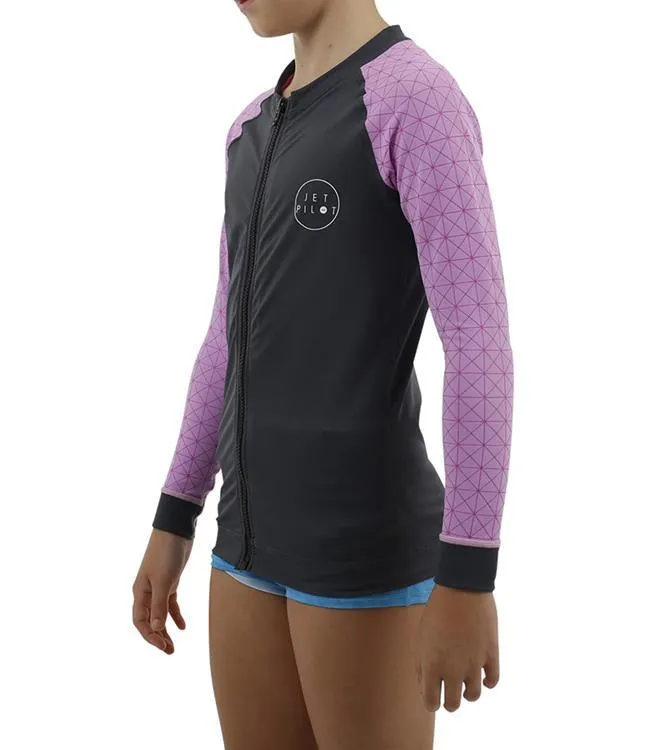 Jetpilot Prime Girls Long Sleeve Rashie (2019) - Black/Pink