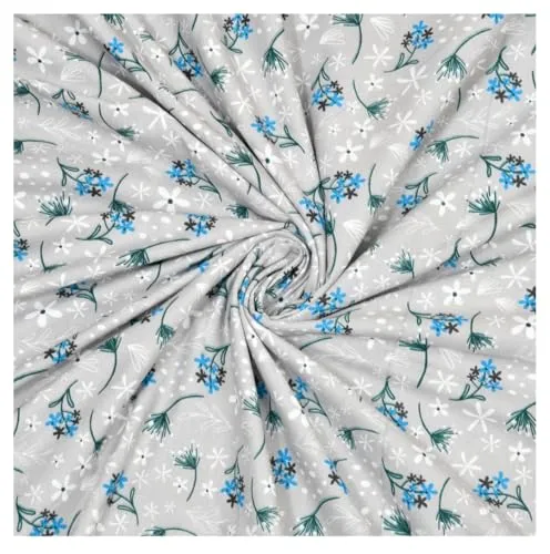 Jewear Beautiful Green & Sky Blue Flower Mixture Printed Cotton Design Blanket/Dohar A Classic Choice for Modern Homes 60/90 Queen Size Quantity 1 Pack of 1pcs.