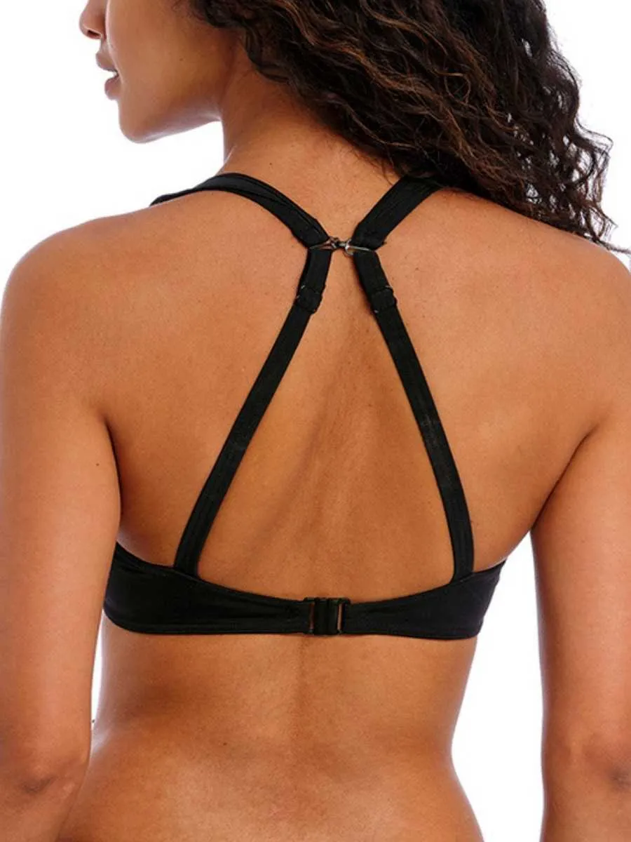 Jewel Cove High Apex Bikini Top - Plain Black