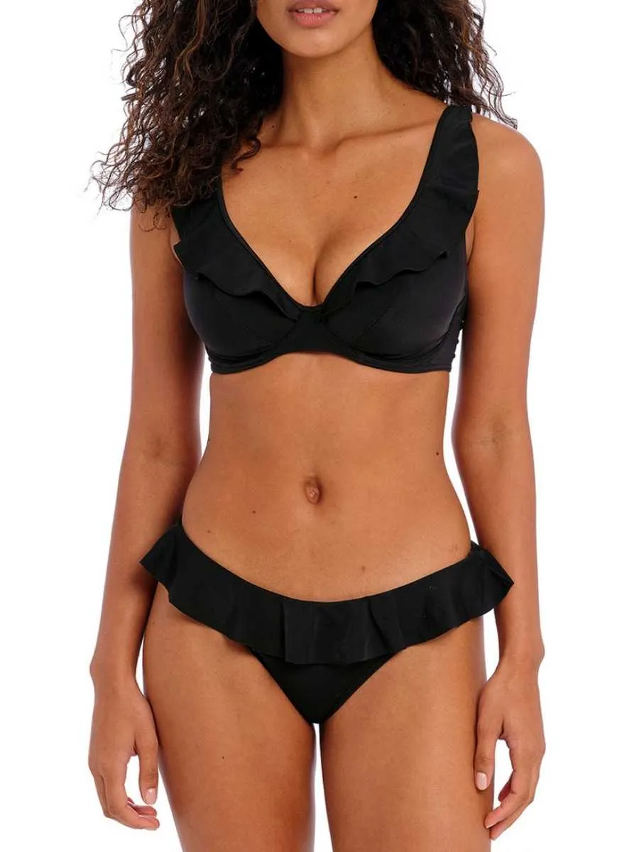 Jewel Cove High Apex Bikini Top - Plain Black