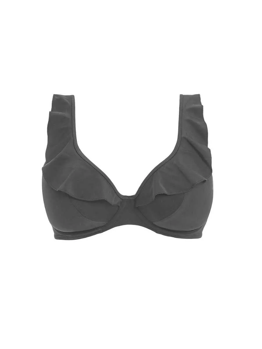 Jewel Cove High Apex Bikini Top - Plain Black