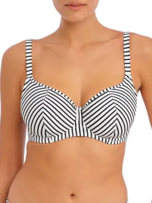 Jewel Cove Sweetheart Bikini Top - Stripe Black