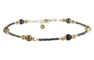 Jewel Topaz Pearl Beaded Anklet