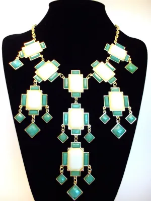 Jeweled Gemstone Deco Bauble Statement Necklace