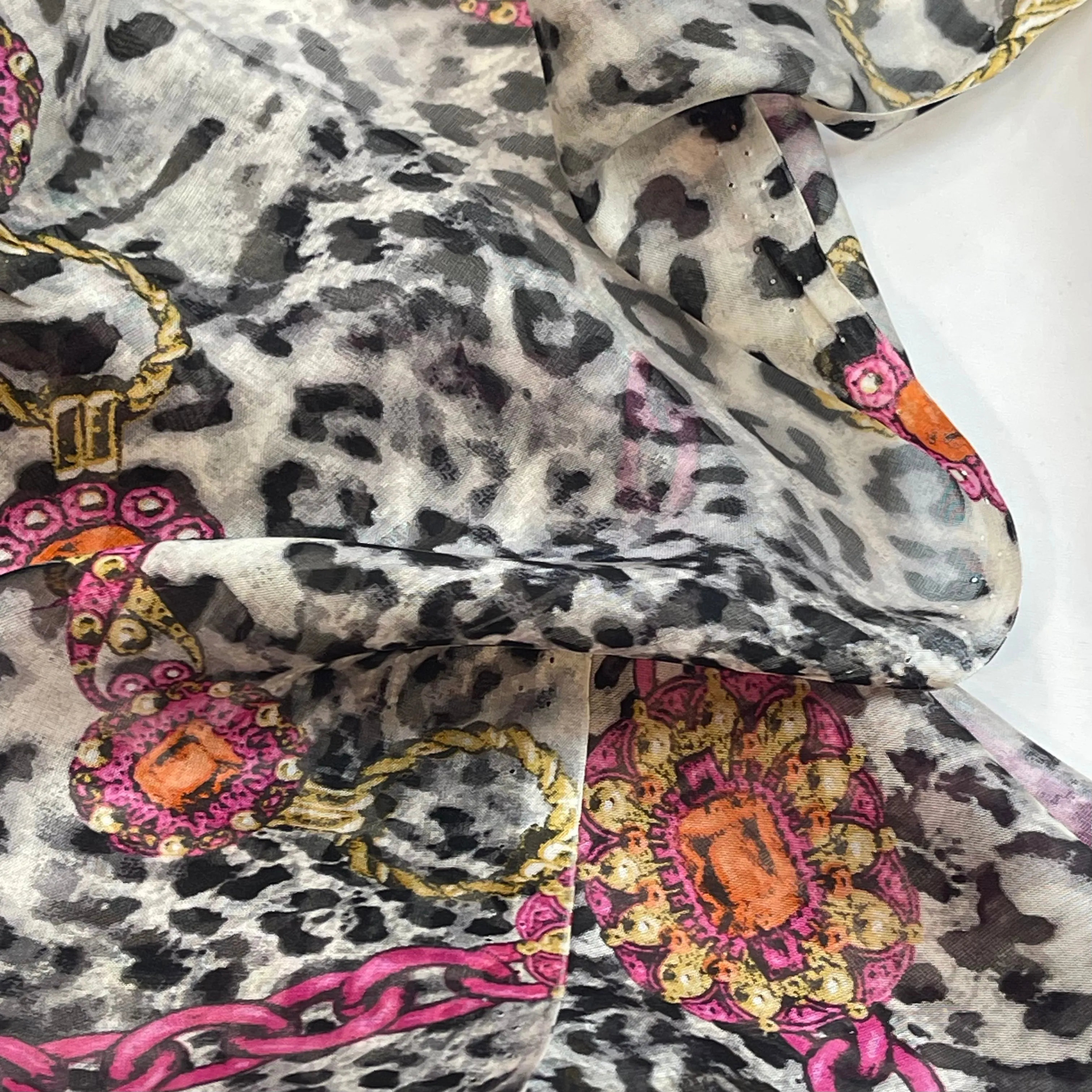 Jewelled leopard silk chiffon  Panel