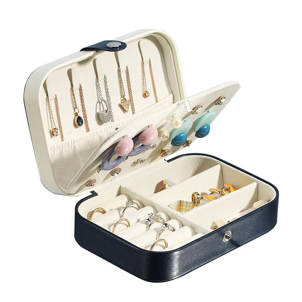 Jewelry Storage Box Double earrings ring flannel portable Box