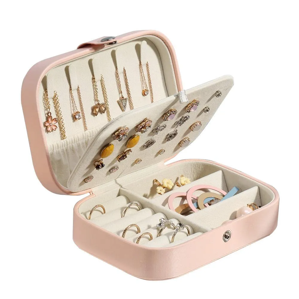 Jewelry Storage Box Double earrings ring flannel portable Box