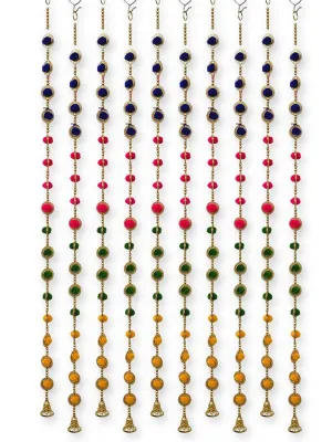 JH Gallery Handmade Artificial Flowers Garland Pom Pom Strings Home Decorative Pom Pom Strings For Wall And Door Hangings Toran Decorative Items For Home Decor- Pack Of 10, 3 Feet, Gold