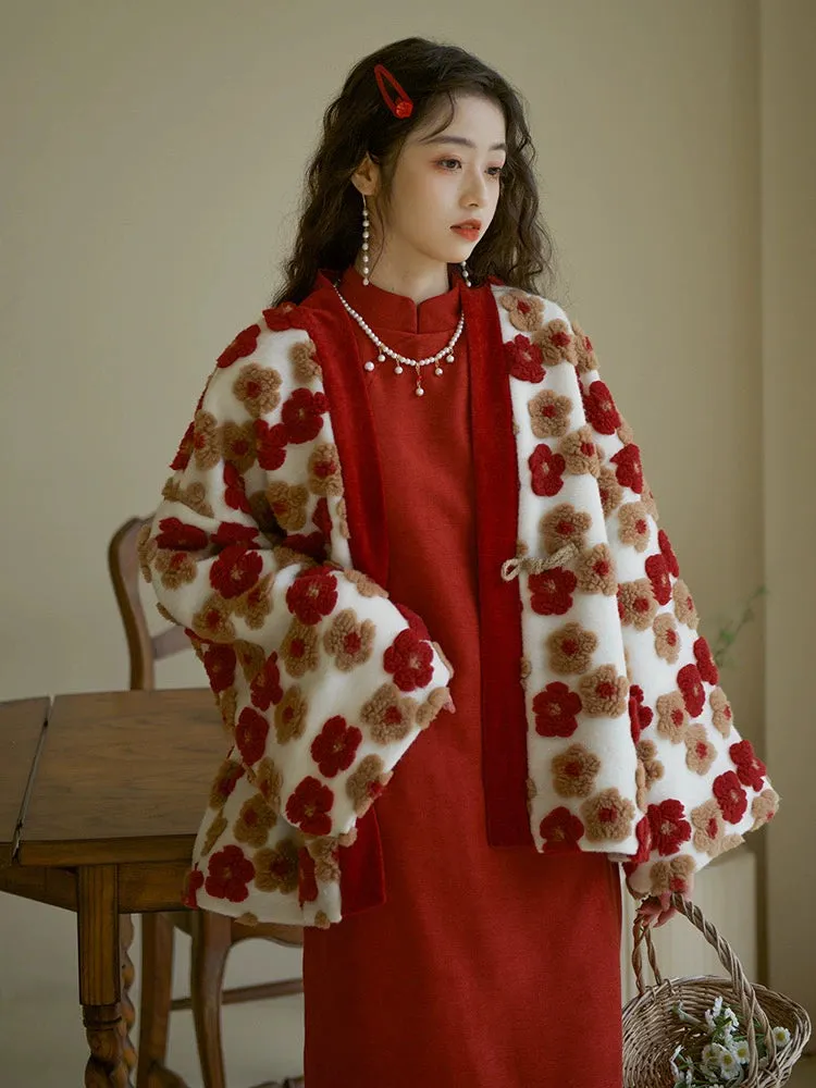 Jian You 间游 Garden Tour Modernized Song Dynasty Floral Sheep Wool Jacket