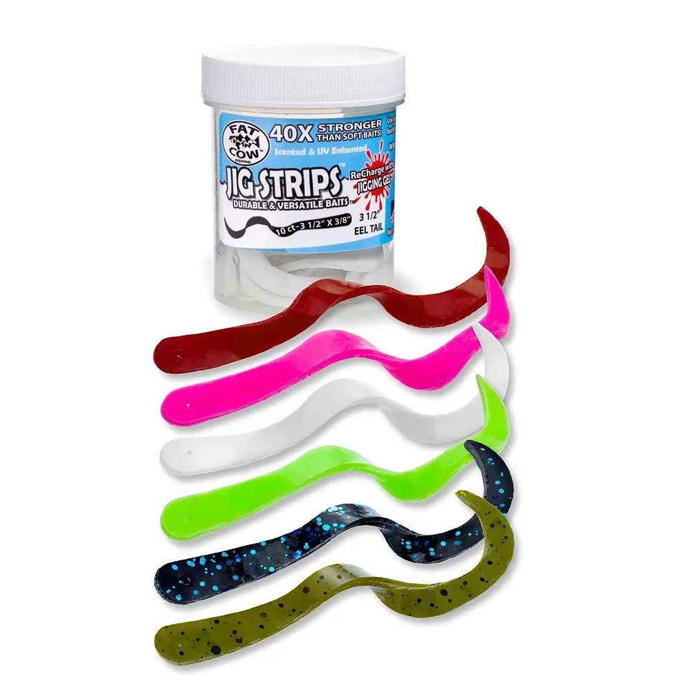 JIG STRIPS Eel Tail 3 1/2"x 3/8" 10 Baits