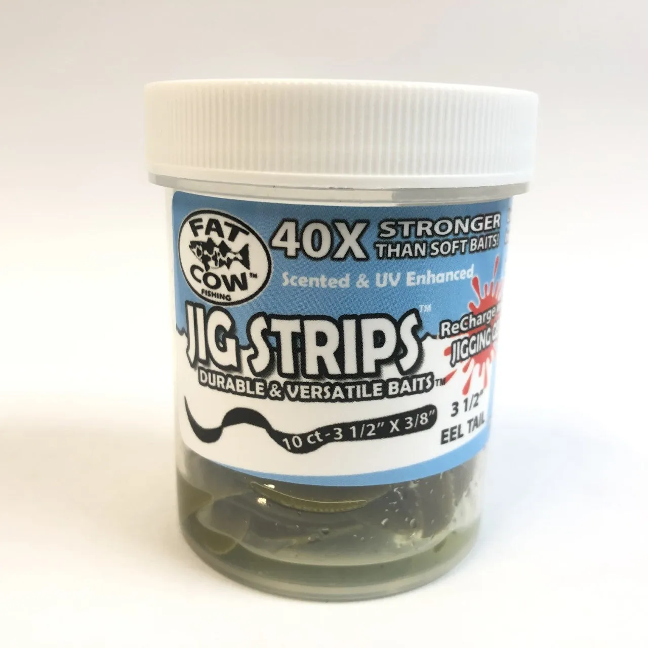 JIG STRIPS Eel Tail 3 1/2"x 3/8" 10 Baits