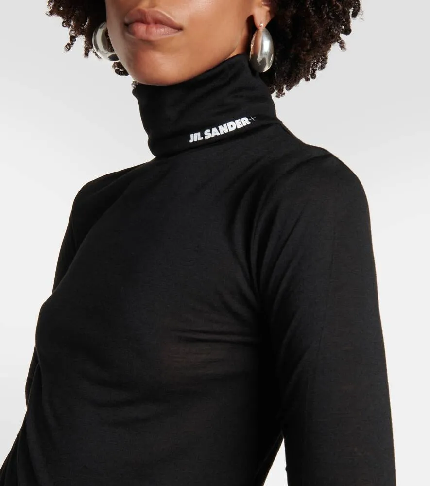 JIL SANDER turtleneck sweater with logo, black