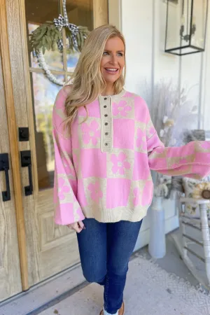 Jill Long Sleeve Knit Front button Sweater