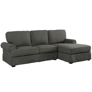 Jilnor Transitional Gray Skirted Sectional with Chaise