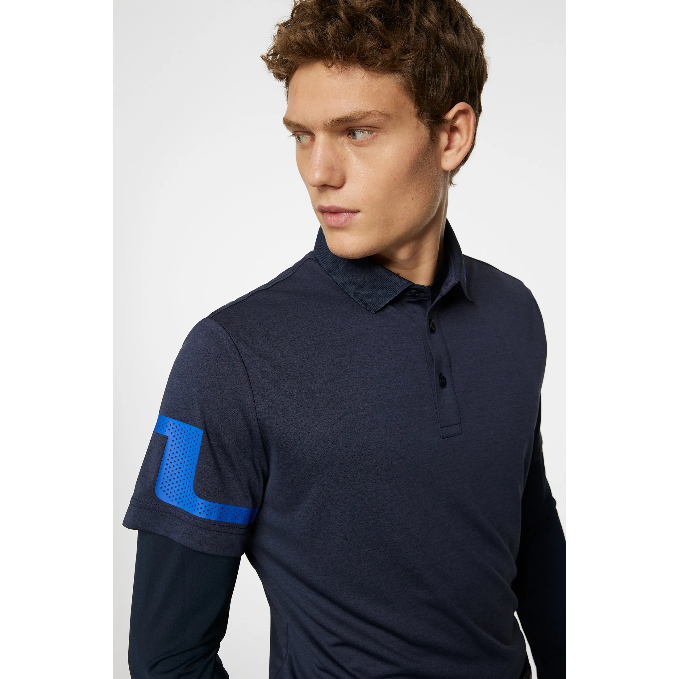 J.Lindeberg Heath Regular Fit Golf Shirt - Navy Melange