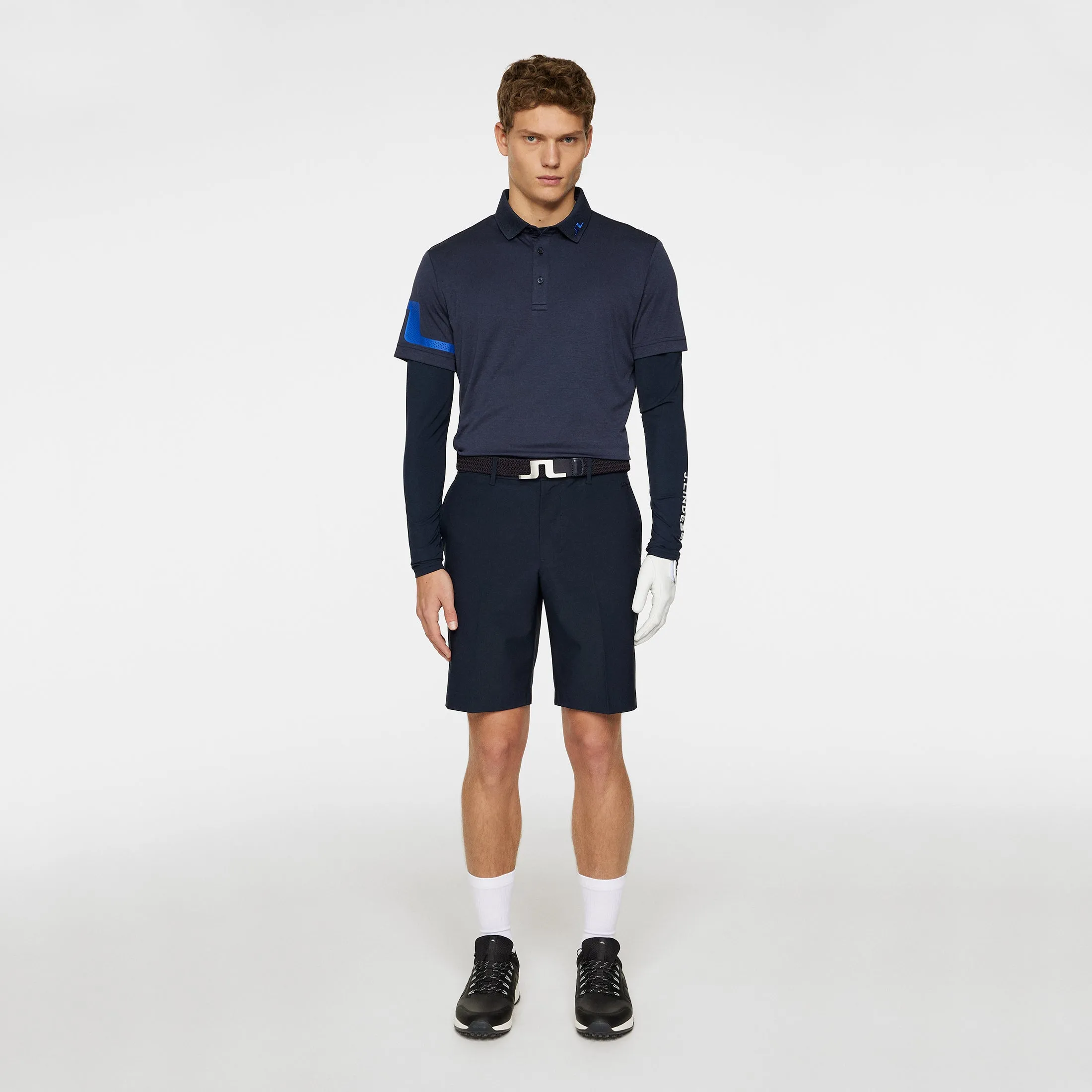 J.Lindeberg Heath Regular Fit Golf Shirt - Navy Melange