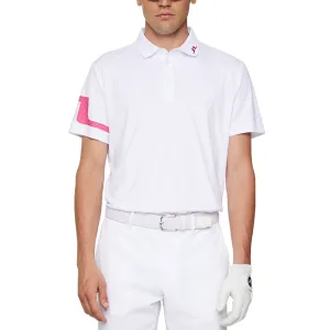 J.Lindeberg Heath Regular Fit Golf Shirt - White/ Pink