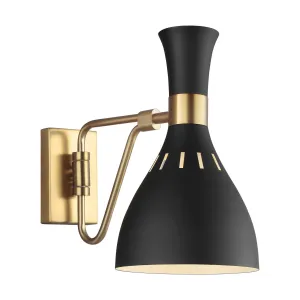 Joan 1-Light Swing Arm Sconce in Midnight Black/Burnished Brass