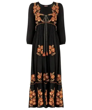 Joe Browns 10 Black Sensational Embroidered Boho Dress