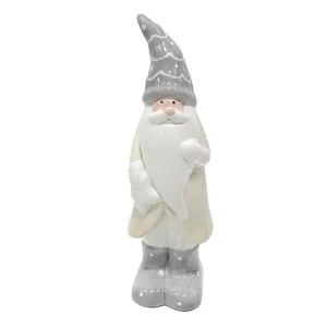 Joe Davies 18cm Grey White Ceramic Santa Medium